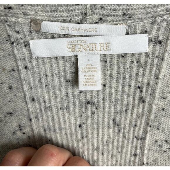 Nordstrom Signature 100% Cashmere Open Front Cardigan Sweater Beige Size Large - Picture 3 of 4